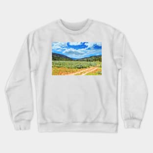 Watercolor of Provo River Valley, at the foot of the Uinta Mountains, Utah Crewneck Sweatshirt